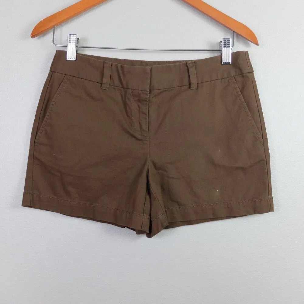Ann Taylor LOFT Chocolate Brown Cotton Chino Shorts Size 0